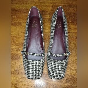Franco Sarto Black and White Houndstooth Flats